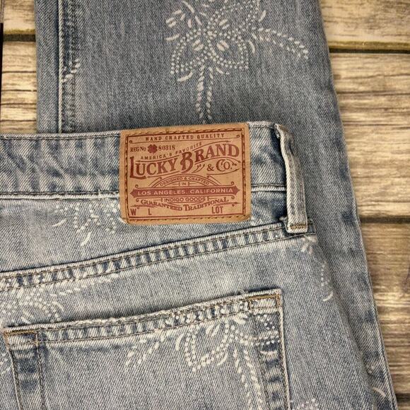 Lucky Brand Sienna Slim Boyfriend Hippie Floral Printed Raw Hem Jeans Women Sz 8 - Picture 8 of 8